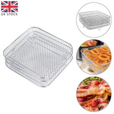 3 Tiers Square Stainless Steel Air Fryer Stackable Racks Tray drain Dehydrator