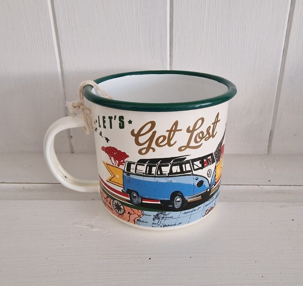 Volkswagen Enamel Mug Camping Enamel Cup “Lets Get Lost” Design