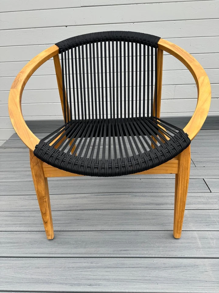 "Frida" Indoor/Outdoor High-End Hand-Made Walnut & Rope Porch Deck Patio Chair - Image 2 of 4