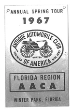 1967 AACA Florida Region Winter Park, FL Antique Auto Show Dash Plaque