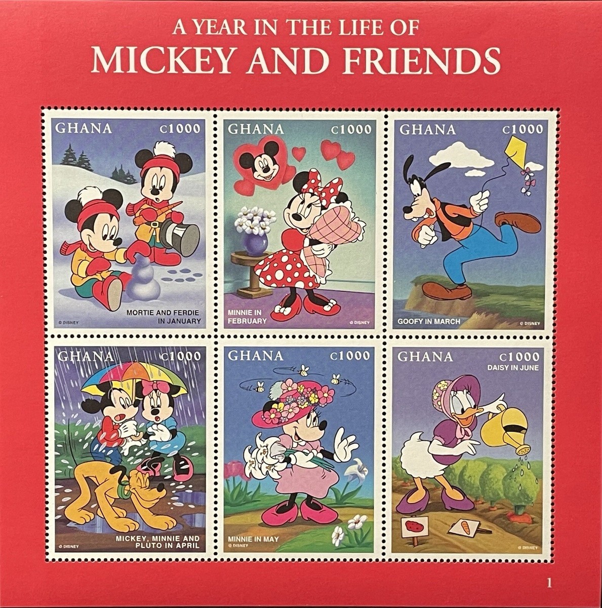 GHANA A YEAR IN THE LIFE OF MICKEY AND FRIENDS DISNEY STAMP SHEETS