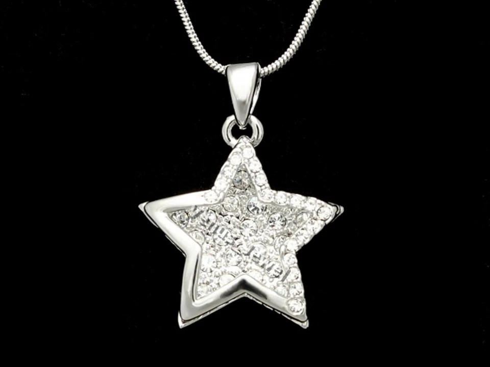 Collar colgante estrella cristal estrás transparente P107 Foto 3 de 4