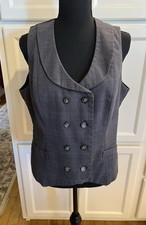 Van Heusen Women's L Grey Preppy Vest Academia Double Breasted Career Or Casual