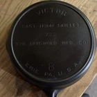 Victor Cast Iron Skillet 722 The Griswold Mfg Co #8 Erie PA USA Flat Clean