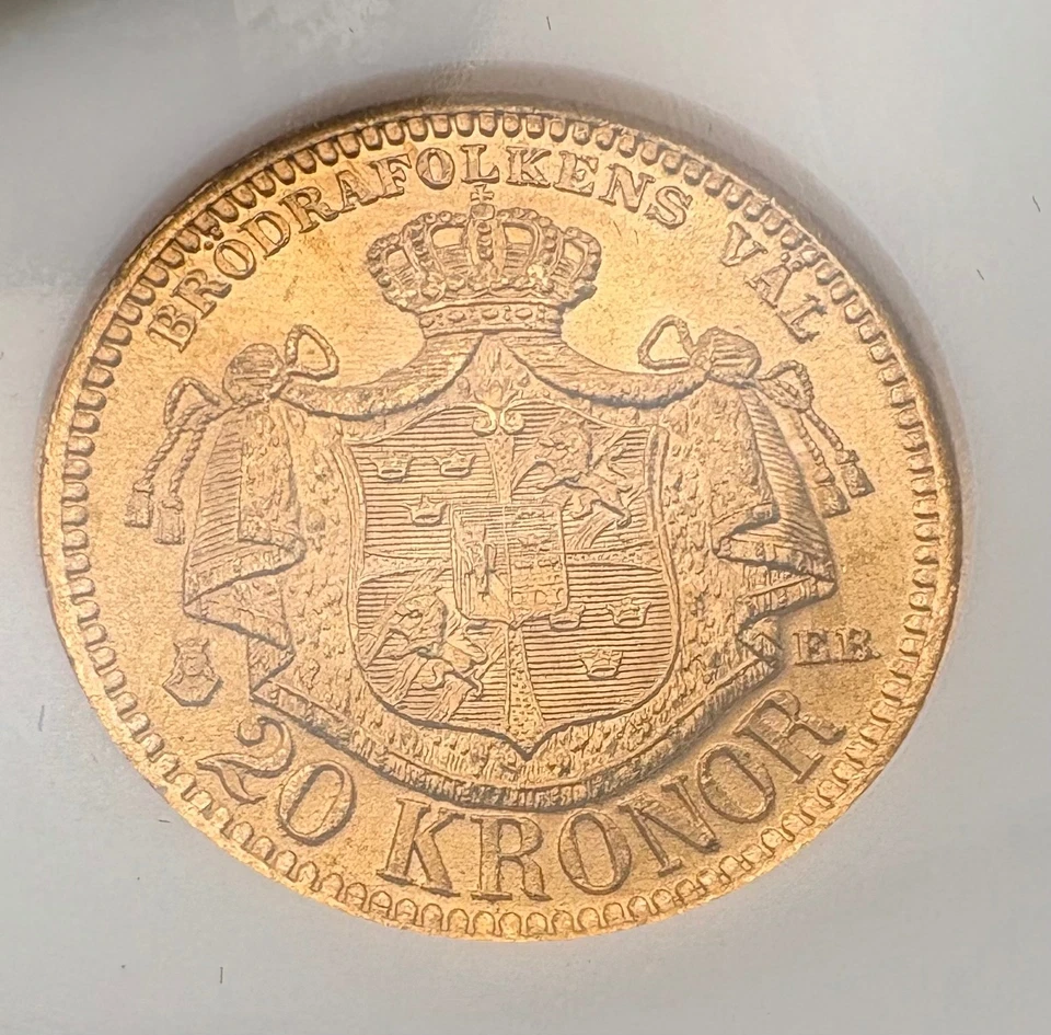 1889 EB Sweden 20K NGC Certified MS 65 Gold - Image 3 of 4