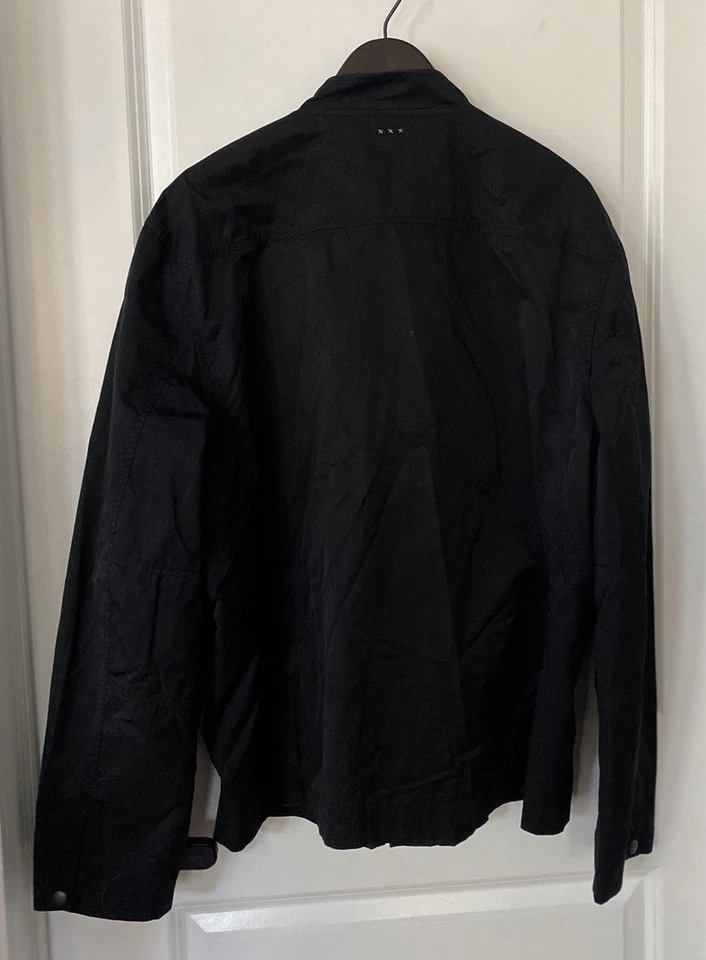 Chaqueta Hipster John Varvatos Para Hombres Negra Recubierta Cremallera/Botones Talla XL Foto 2 de 4