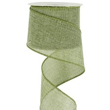 Moss Green Wired Burlap Edge Jute Ribbon 2.5 Inch x 10 Yard Craft