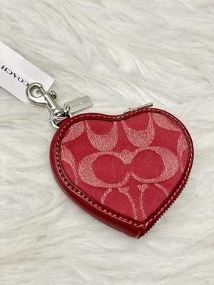 NWT COACH Heart Bag Charm In Signature Denim CDC91 In True Red | eBay