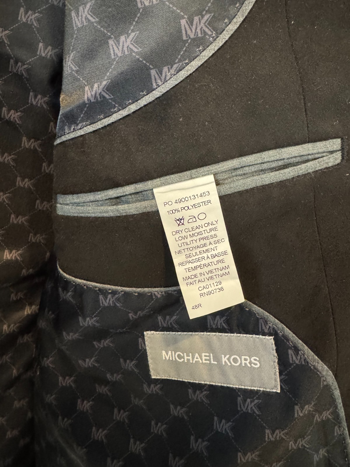 NWT Michael Kors Men’s Classic Fit “Kent” Faux Suede Sport Coat Jacket 48R Black image 8
