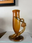 Roseville Pottery Pinecone Bud Vase in Brown #479-7/#112-7 1935 Original Sticker