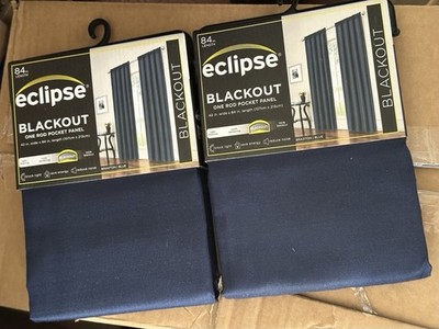 Lot Of 2 Eclipse Blackout One Rod Pocket Panel Denim Blue 42 x 84 in ThermaBack