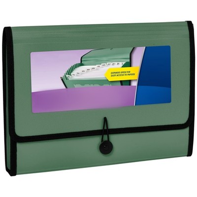 Expanding File Folder, Accordion Style, 13 Pockets, A4 Letter, Green