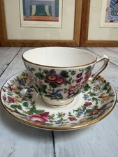 Antique Crown Staffordshire Floral Teacup Saucer Reg Bone China England