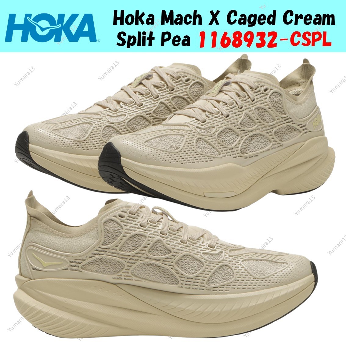 Hoka Mach X Caged Cream Split Pea 1168932-CSPL Men's Size