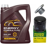MotoröL Filter Set Mannol 5W-40 5 Liter + Schraube FüR Chevrolet Cruze Opel Saab