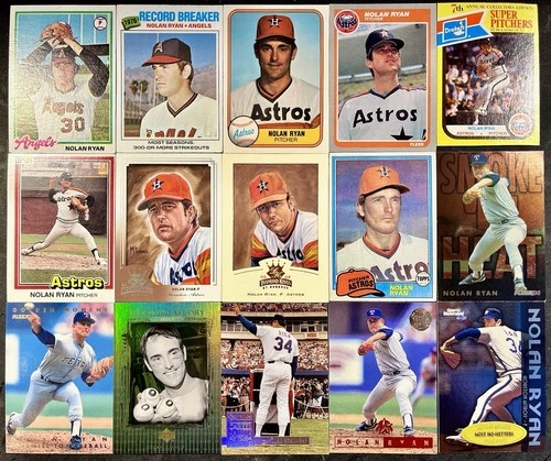 (x15) Nolan Ryan Through The Years Mixed MLB Baseball Card Lot Vintage & Modern