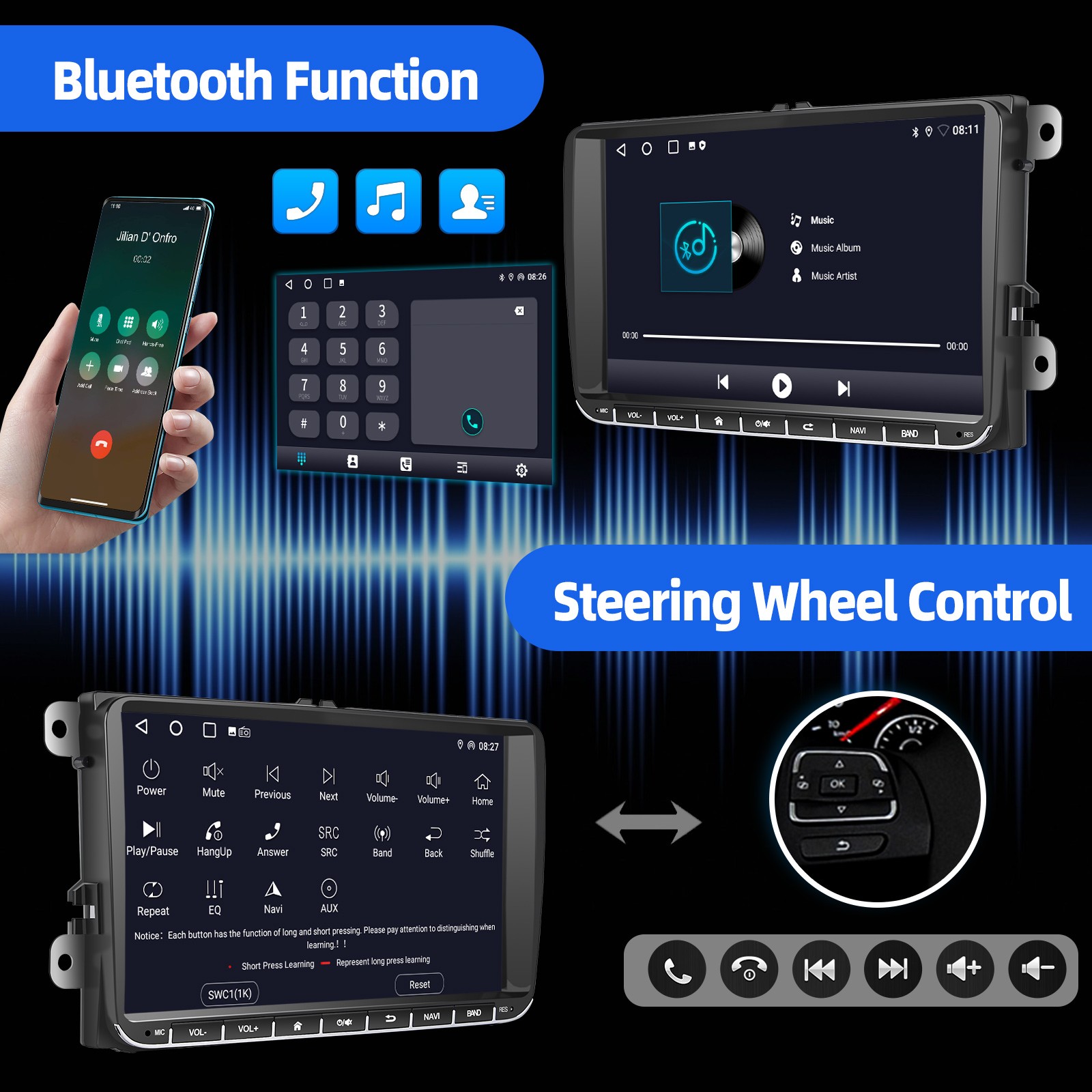 For VW GOLF MK5 MK6 9" Apple Carplay Car Stereo Radio Android 15 4+64GB GPS WIFI — image 12