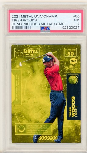 Ⓡ【Tiger Woods】【PSA 7】2021 Metal Universe Champion Orange Metal Gems 81/100
