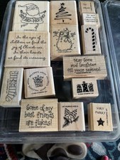Set of 14 Stampin Up Stamps Holiday Christmas
