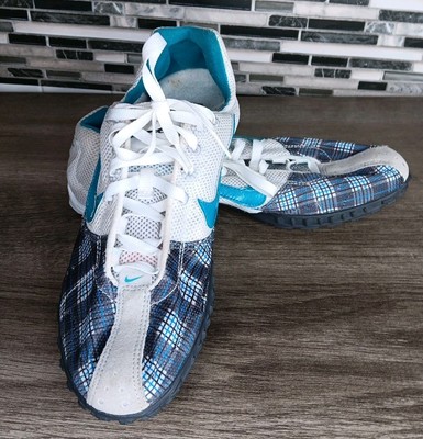 Nike Women's 8M Jana Star XC 6 Track Field Cleats Plaid Blue Black 323219-131