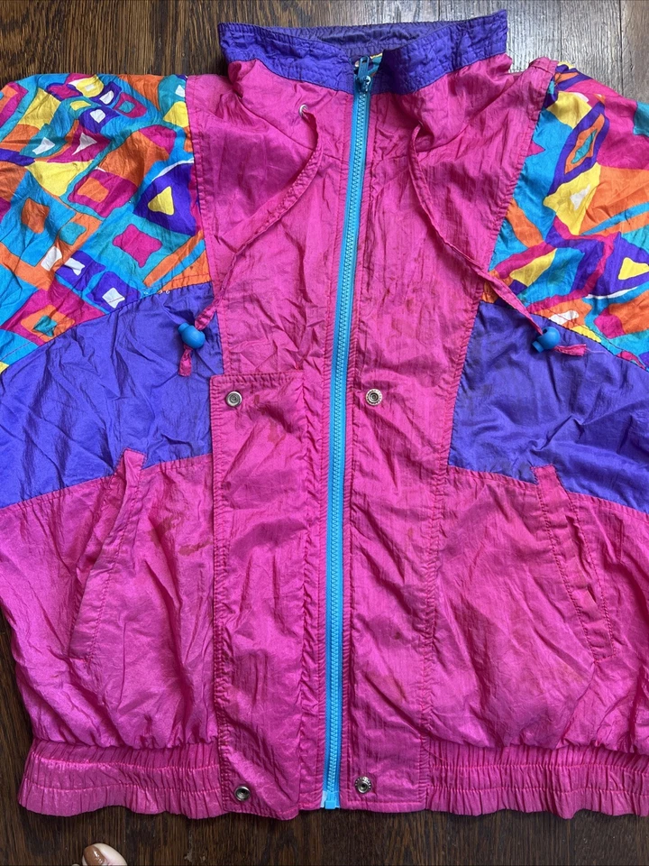 RARE One Of A Kind 1990s Fresh Prince Tracksuit Nylon Jacket Hot Pink - Image 4 of 4