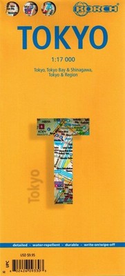 Tokio 1:17.000. Laminierte Touristenkarte / Stadtplan. Borch