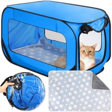 37 Inch Collapsible Dog Crate with Mat Liner Pop up Dog Kennel Waterproof Por...