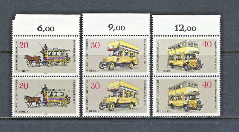 GERMANY BERLIN 1973 #9N335-9N340x2 MNH PUBLIC TRANSPORTATION STREETCAR/SET OF 6