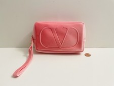 Valentino Beauty Pink Velvet Makeup Cosmetic Bag Travel Wrist Pouch