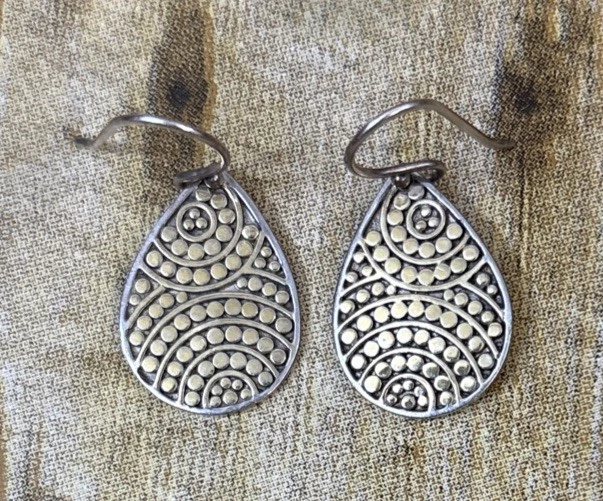 Anna Beck 耳环纯银 925 18K GF 镀金圆点吊坠签名 — 第 3/4 张图片