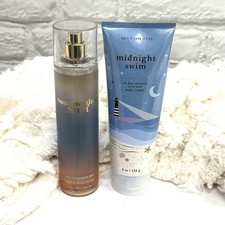 Bath  Body Works Summertime Surf Mist  Midnight Swim Body Cream Set - New