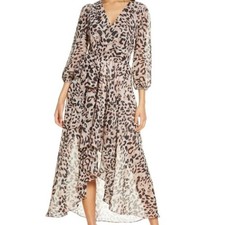 NWT Eliza J Animal Print Faux Wrap High Low Dress Women's Size 4