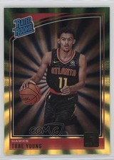 2018 Panini Donruss Rated Rookies Holo Green & Yellow Laser Trae Young #198 0j6