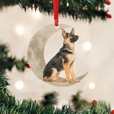 German Shepherd Christmas Ornament Dog On The Moon Christmas Ornament