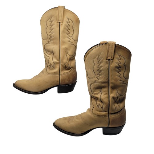 Botas vaqueras occidentales de cuero tostado Tony Lama de colección para hombre talla 9,5 bordadas festival - Imagen 4 de 12