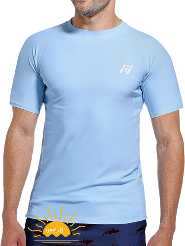 Maglietta Da Uomo Rash Guard Rash Vest Da Uomo a Maniche Lunghe,Protezione UV UP - Foto 10 di 12