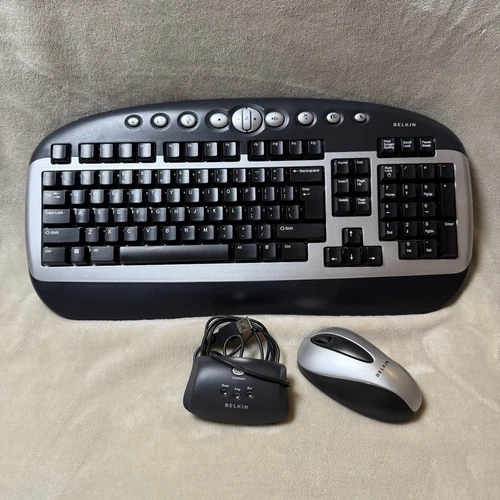 BELKIN WIRELESS DESKTOP MOUSE AND KEYBOARD + Receiver F8E849-BNDL *WORKS*