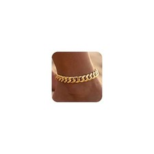 Width-12mm Chunky Cuban Link Ankle Bracelets for Women Waterproof, 18K Gold/S...