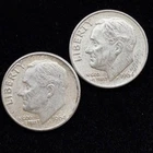 90% Silver - 1964 Roosevelt Dime - 2 Dimes - Circulated Condition - 21-38