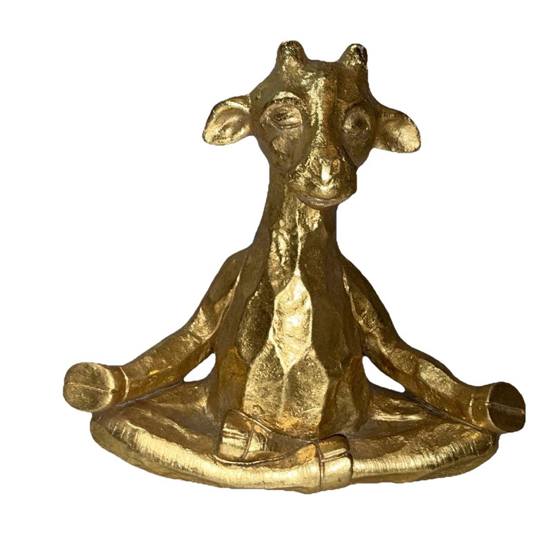 Giraffe Pier 1 Gold Ceramic Statue Figure Namaste Yoga Meditating