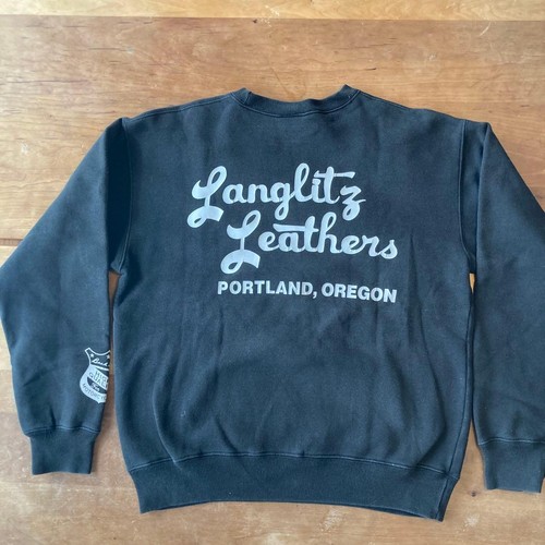 Langlitz, LANGLITZ LEATHERS Vintage Sweatshirt S Black Made in Canada Japan
