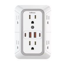 6 Outlet Extender Surge Protector Multi Plug Wall Adapter USB Charger Ports with