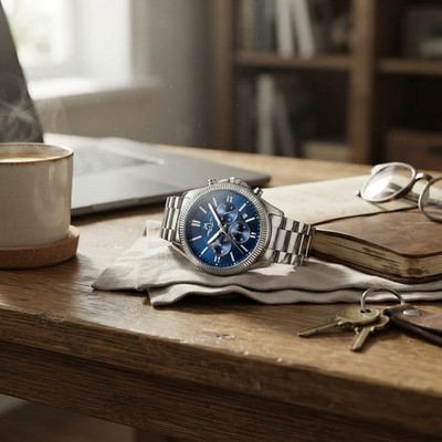Men's Silver Analog Watch with Japanese Quartz & Water Resistance - Perfect Gift