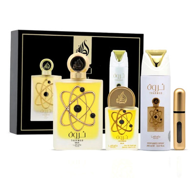 Lattafa Tharwah Gold Eau de Parfum Gift Set 3pcs Unisex Arabic Luxury Perfume  