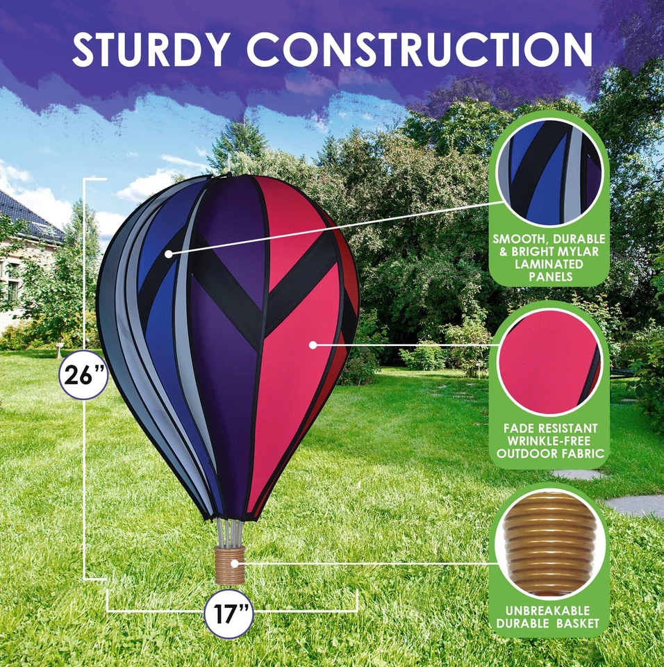 Globo de Aire Caliente Colgante Jardín Spinner 26" - Diseño Arco Iris Vibrante, Clima -... Foto 3 de 4