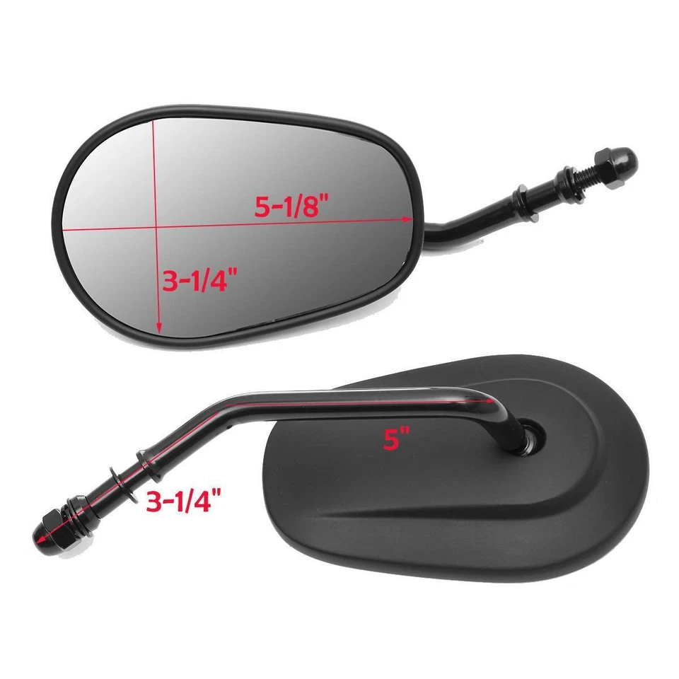 Espejos retrovisores laterales negros de vástago largo para motocicleta Harley-Davidson Fat Boy Foto 4 de 4