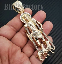 HIP HOP ICED ICY CUBIC ZIRCONIA GOLD PLATED ALLOY SAN LAZARO BLING CHARM PENDANT