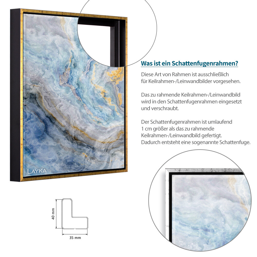 Bildershop-24 Schattenfugenrahmen Lemgo 40x40cm | Für Keilrahmenbilder Schwarz Matt