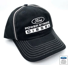Ford Powerstroke Diesel Hat - Black w/ Gray Stitching & Oval Emblem