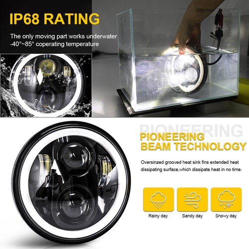IRONWALLS 5.75" LED Projector Headlight – Hi/Lo Sealed Beam For Harley Davidson – 200W, IP68, Plug & Play